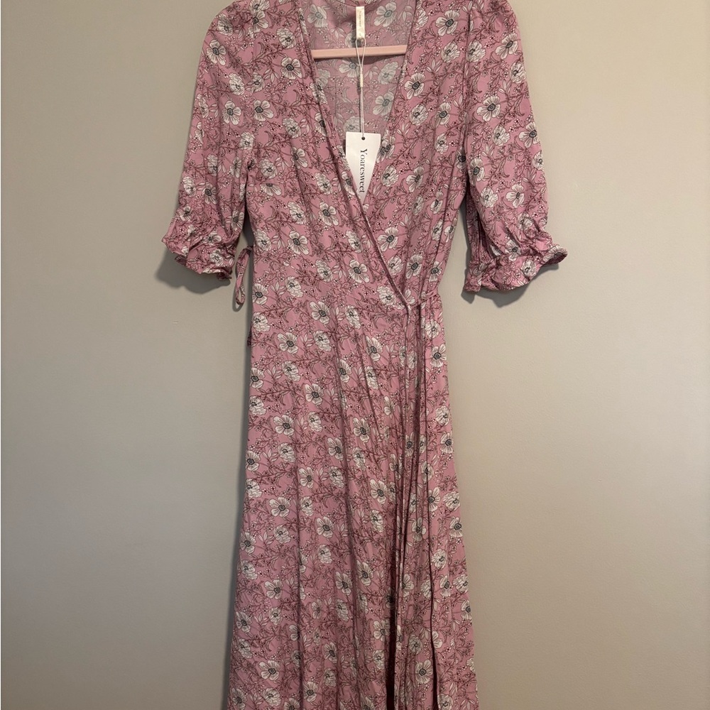 Floral Pink Wrap Dress- Small